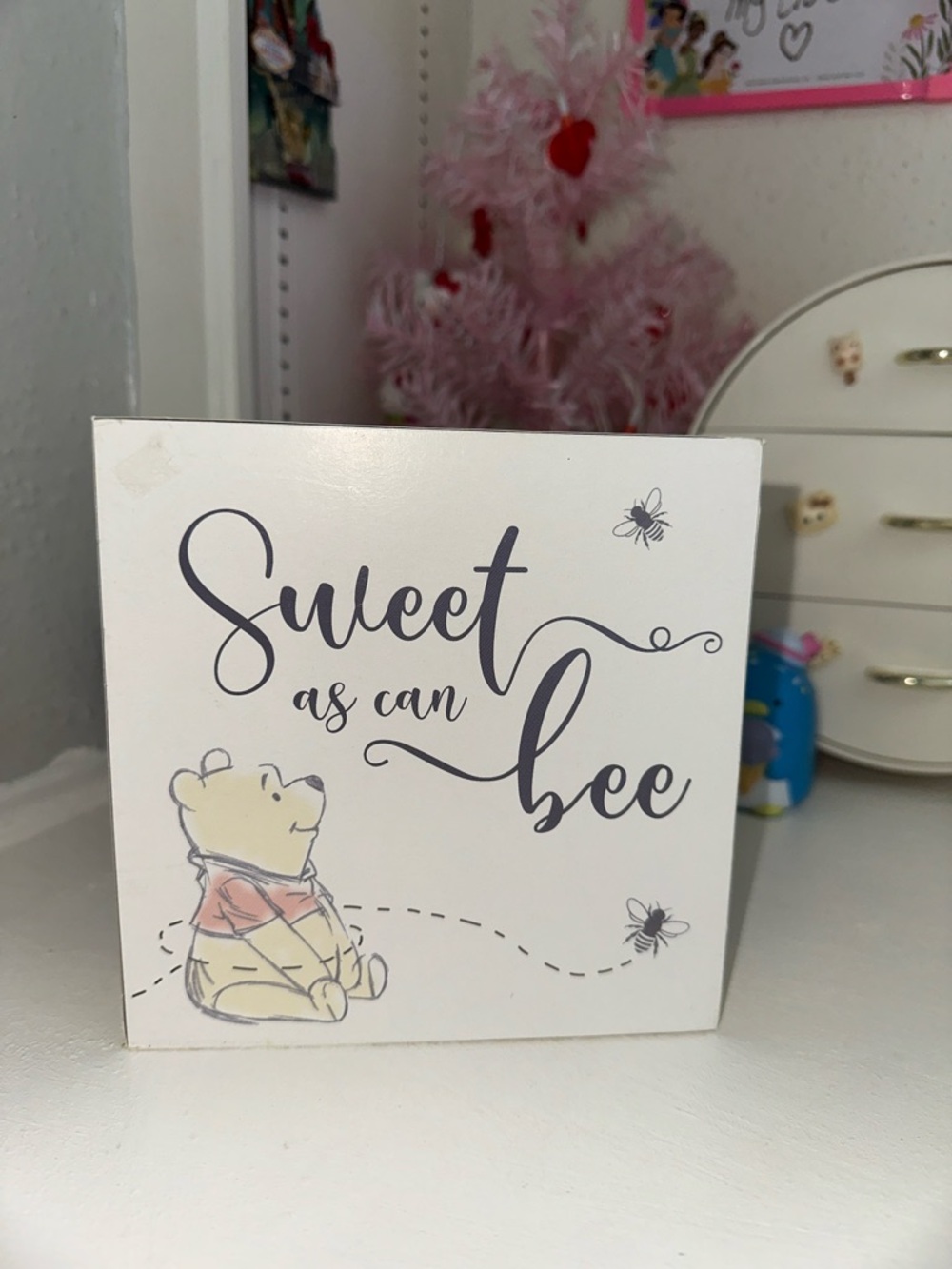 Sweet as an Bee Winnie the Pooh Decorative Block - Yellow & Cream